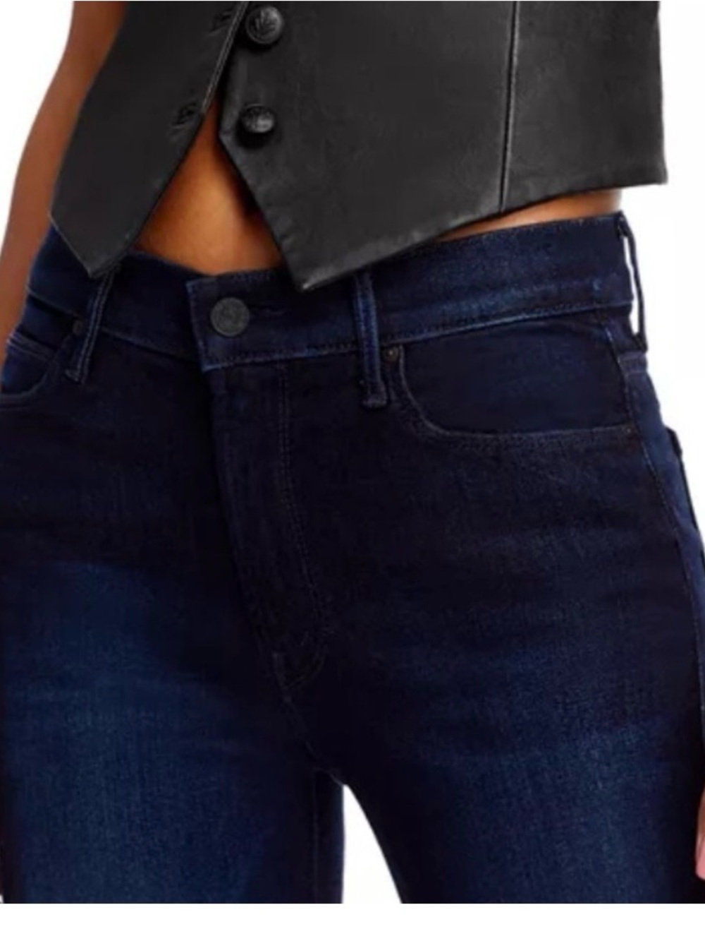 MOTHER Dark Blue High-Rise Ankle Jeans - Picture 2 of 9